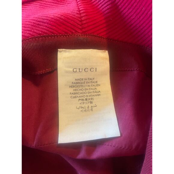 GUCCI Orgasmique Red Corduroy Bucket Hat NWOT NEVER WORN Italy LUXURY CASUAL - Picture 8 of 9